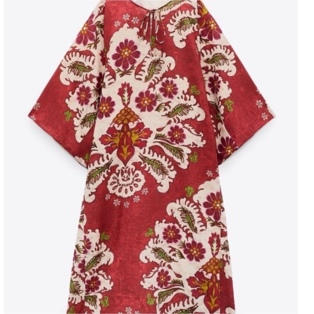 Zara Red and White Floral Maxi Dress